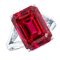Lab Grown Ruby 5 Carat Emerald Cut Engagement Ring with Split Shank