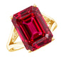 Lab Grown Ruby 5 Carat Emerald Cut Engagement Ring with Split Shank