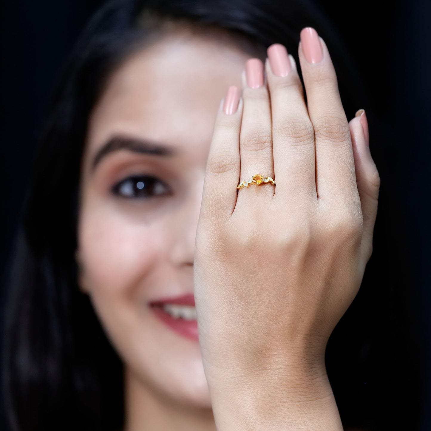 Nature Inspired Citrine and Diamond Proposal Ring for Her