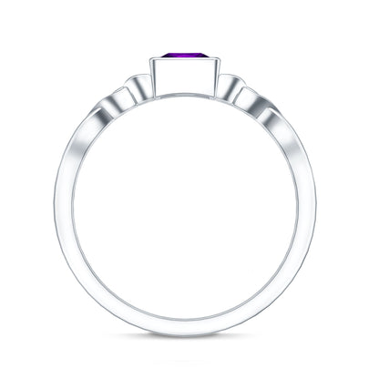 1.2 Carat Princess Cut Amethyst Promise Ring with Celtic Knot