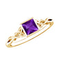 1.2 Carat Princess Cut Amethyst Promise Ring with Celtic Knot