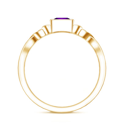 1.2 Carat Princess Cut Amethyst Promise Ring with Celtic Knot