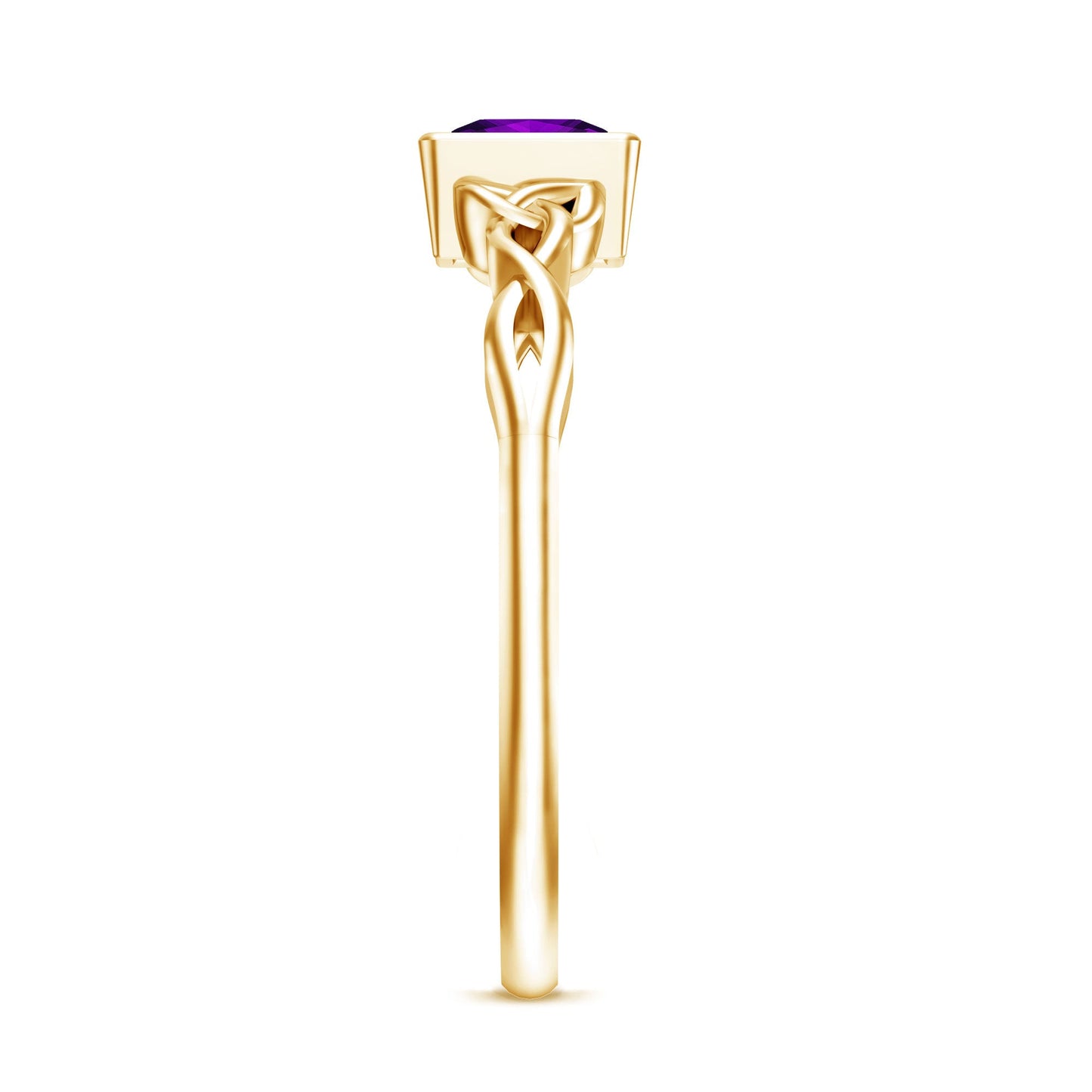 1.2 Carat Princess Cut Amethyst Promise Ring with Celtic Knot