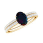 0.9 Carat Oval Cut Black Opal Wedding Ring Set With Diamond