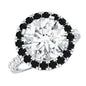 Certified 4.4 Carat Moissanite Halo Engagement Ring With Lab Black Diamond