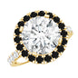 Certified 4.4 Carat Moissanite Halo Engagement Ring With Lab Black Diamond