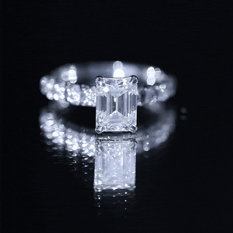 1.8 Carat Emerald Cut Lab Grown Diamond Engagement Ring with Accent
