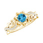 Natural Swiss Blue Topaz Flower Engagement Ring in Gold Plated Silver