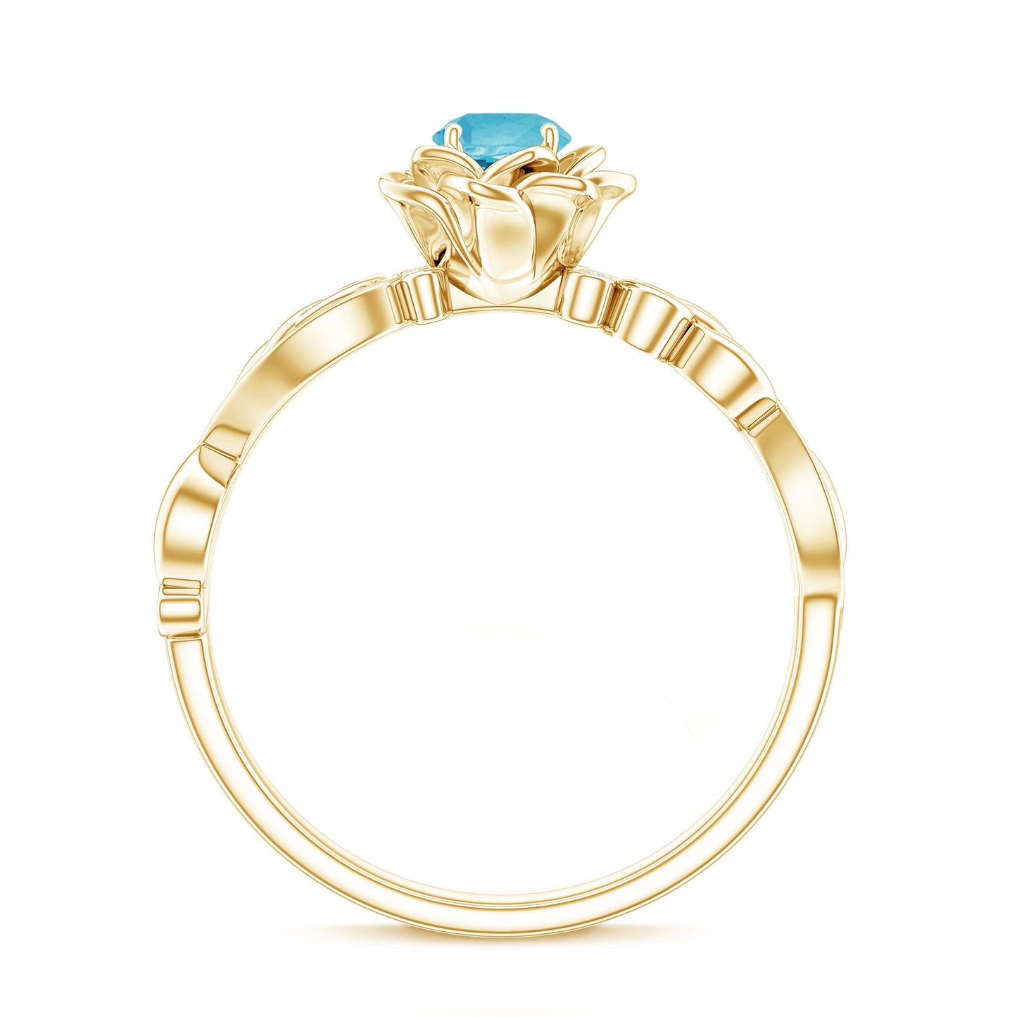 Natural Swiss Blue Topaz Flower Engagement Ring in Gold Plated Silver