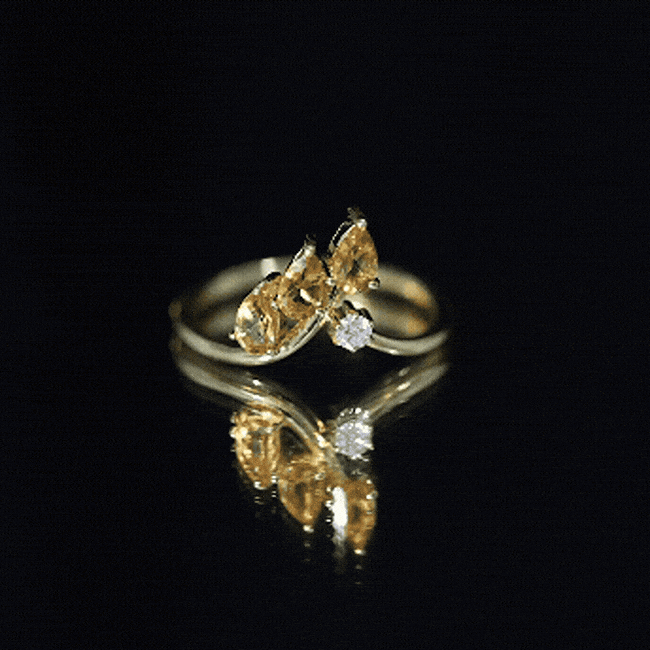 Certified Pear Shaped Citrine Ring Guard with Lab Diamond