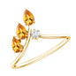 Certified Pear Shaped Citrine Ring Guard with Lab Diamond