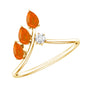 Pear Shaped Fire Opal Stackable Ring with Lab Grown Diamond