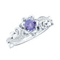 Certified Tanzanite and Diamond Flower Engagement Ring in Silver