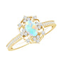 Vintage Looking 0.50 Carat Ethiopian Opal Oval Engagement Ring with Diamond Accent