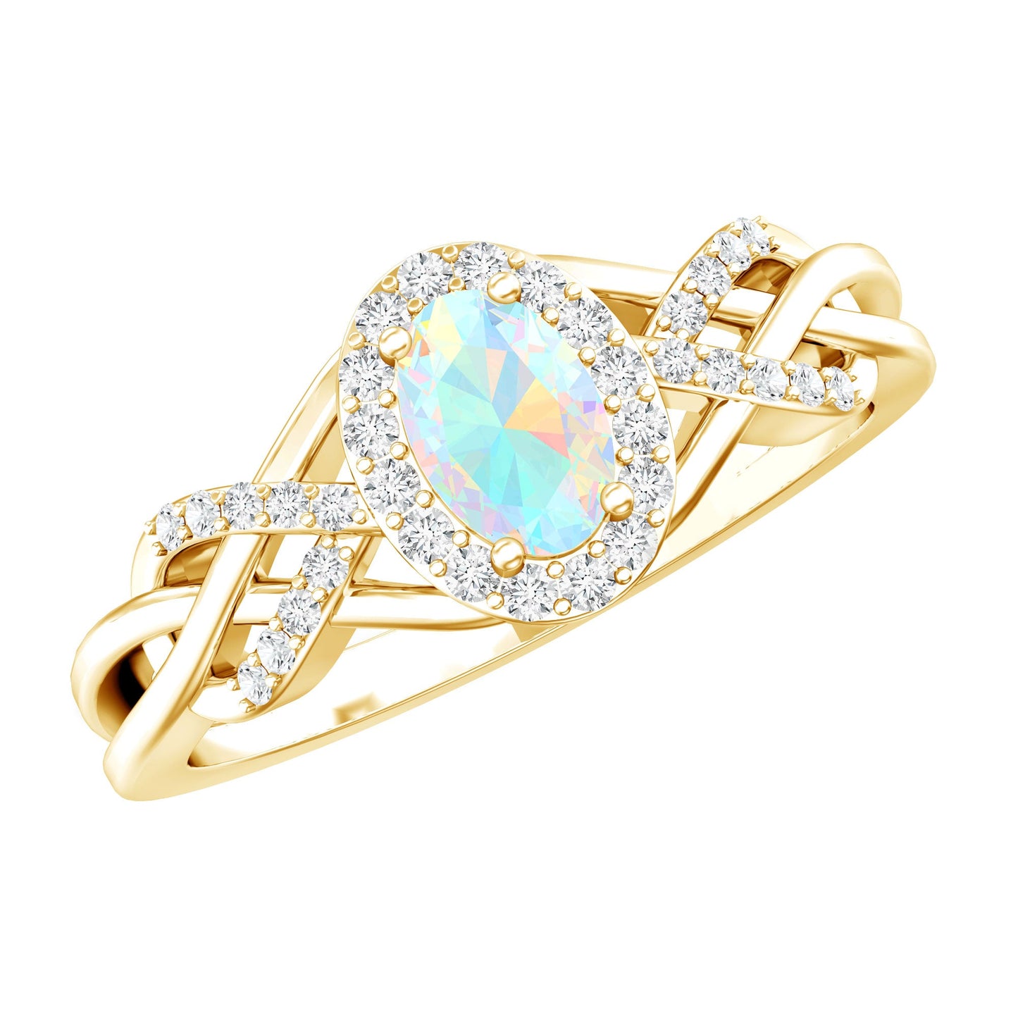 Genuine Ethiopian Opal and Diamond Oval Engagement Ring