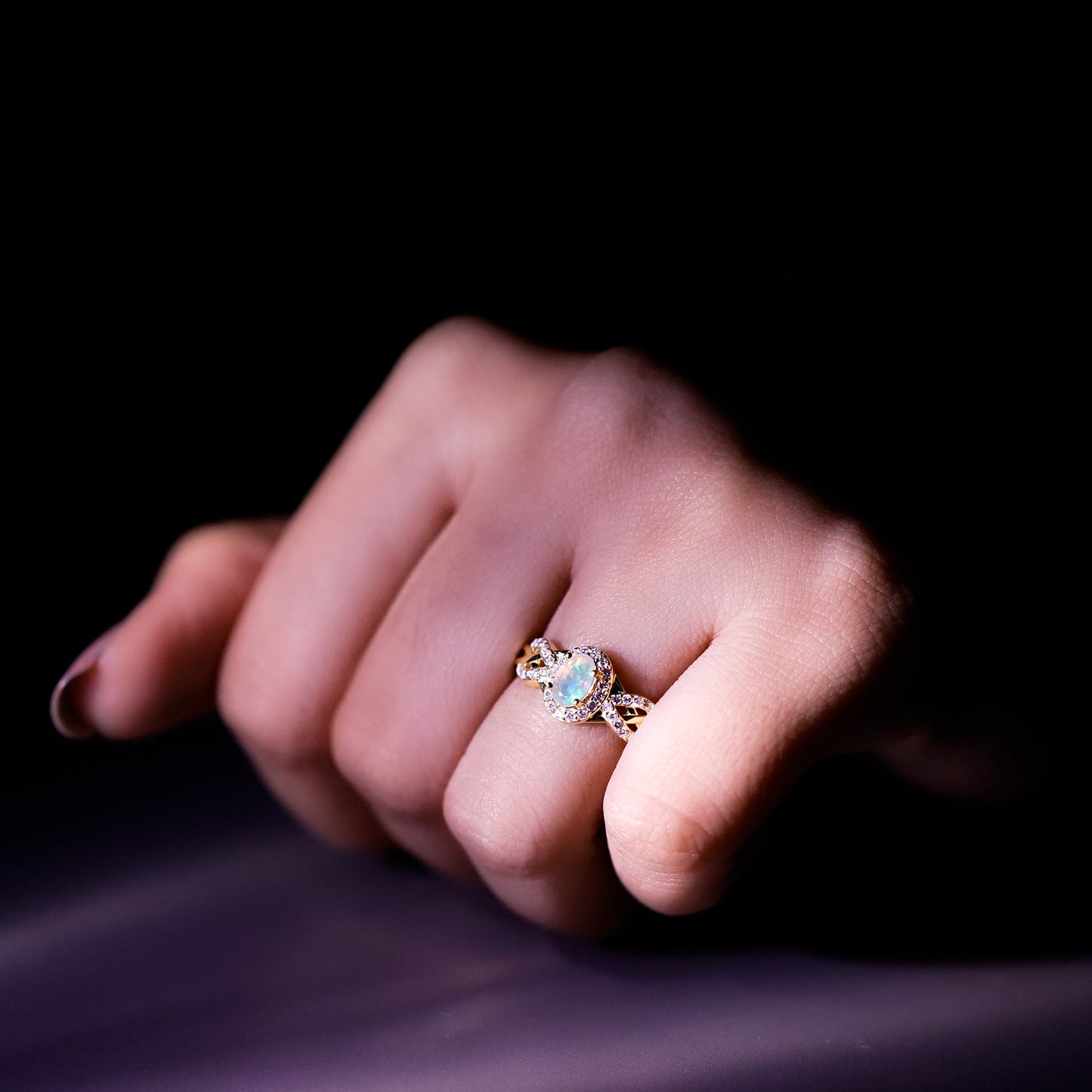 Genuine Ethiopian Opal and Diamond Oval Engagement Ring