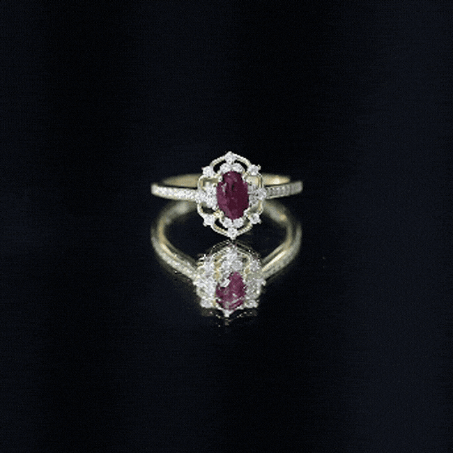 Vintage Engagement Ring with Rhodolite Garnet and Diamond