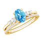 Oval Swiss Blue Topaz Diamond Wedding Ring Set in Silver