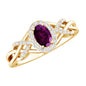 Genuine Rhodolite Garnet and Diamond Criss Cross Engagement Ring