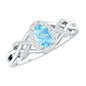Genuine Aquamarine and Diamond Designer Engagement Ring in Silver