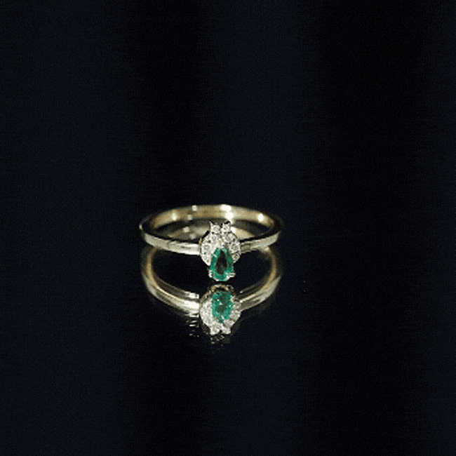 Womens Lab Grown Emerald and Diamond Promise Ring in Silver