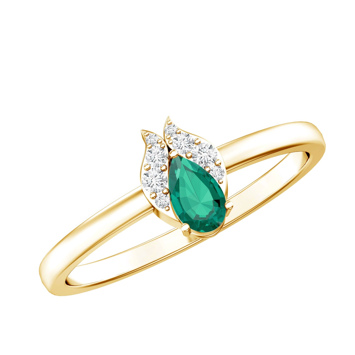 Womens Lab Grown Emerald and Diamond Promise Ring in Silver