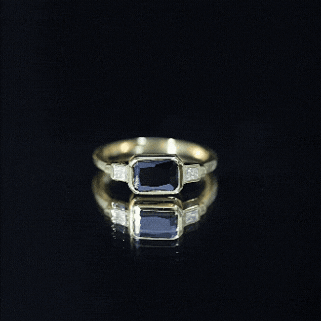 Lab Grown Black Diamond Bezel Set Engagement Ring For Women