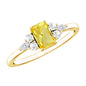 0.75 Carat Emerald Cut Lab Created Yellow Sapphire Promise Engagement Ring