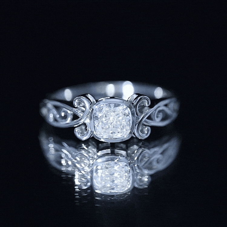 1.7 Carat Lab Grown Diamond Cushion Engagement Ring