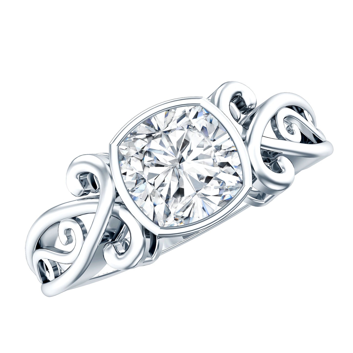 1.7 Carat Lab Grown Diamond Cushion Engagement Ring
