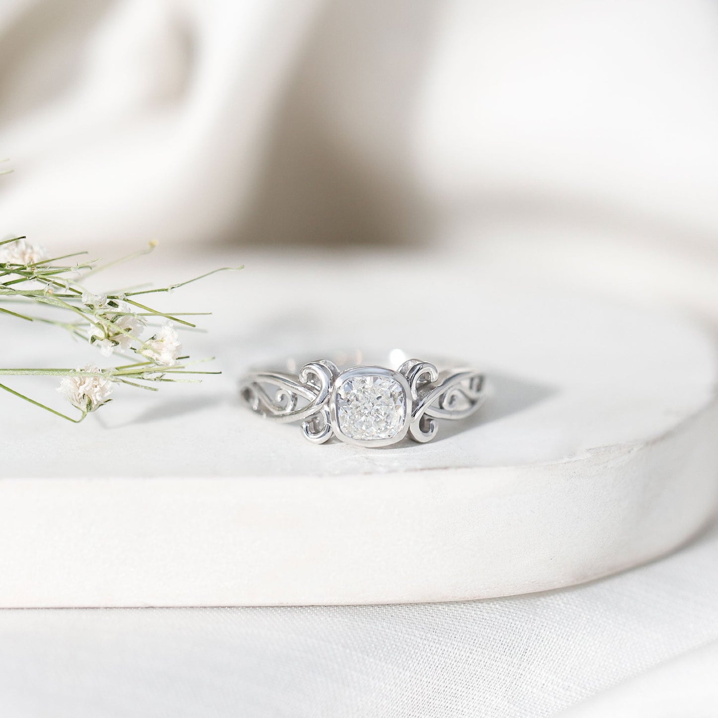 1.7 Carat Lab Grown Diamond Cushion Engagement Ring