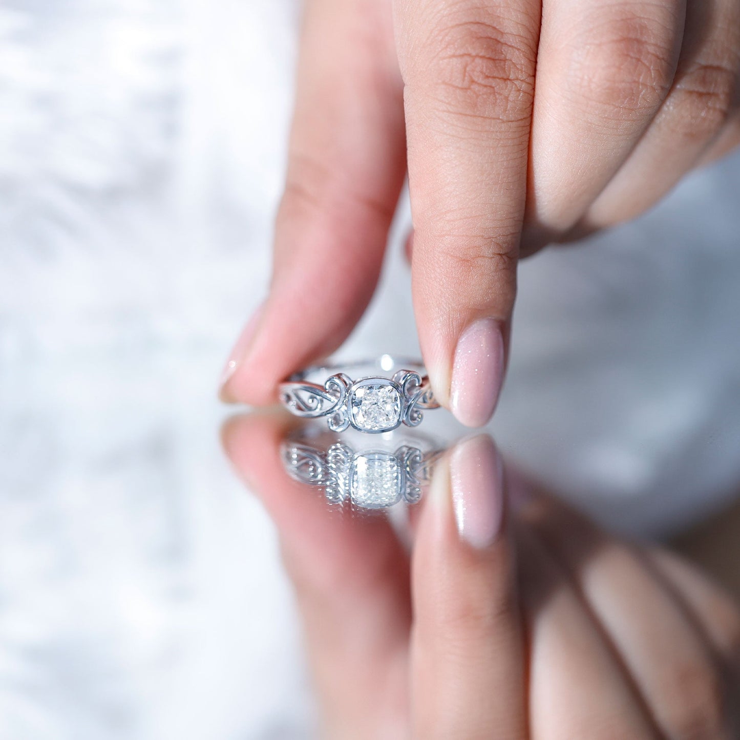1.7 Carat Lab Grown Diamond Cushion Engagement Ring