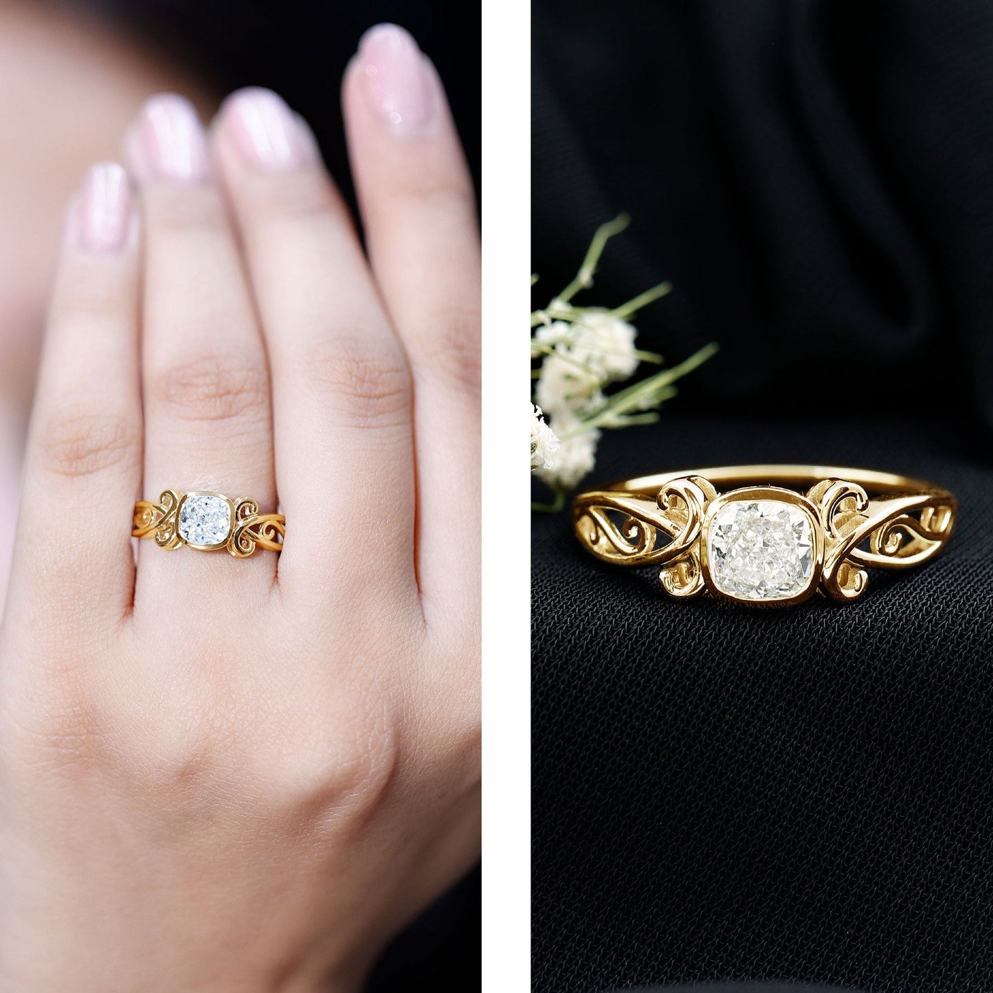 1.7 Carat Lab Grown Diamond Cushion Engagement Ring