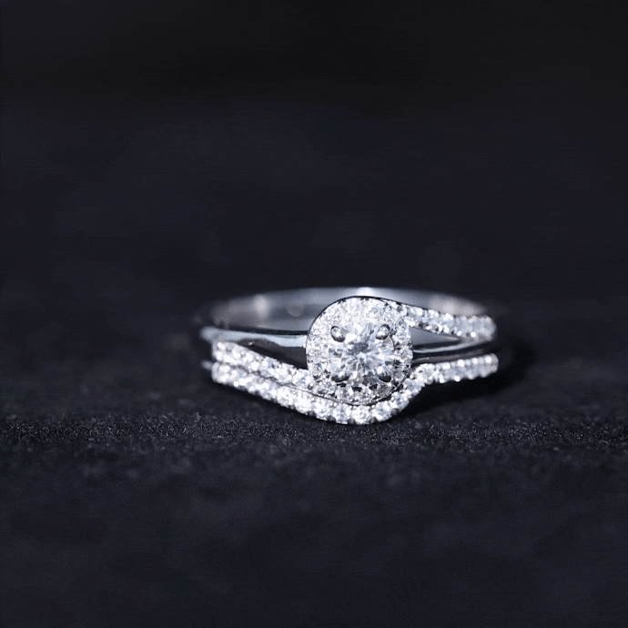 Certified Diamond Engagement Ring with Wedding Band