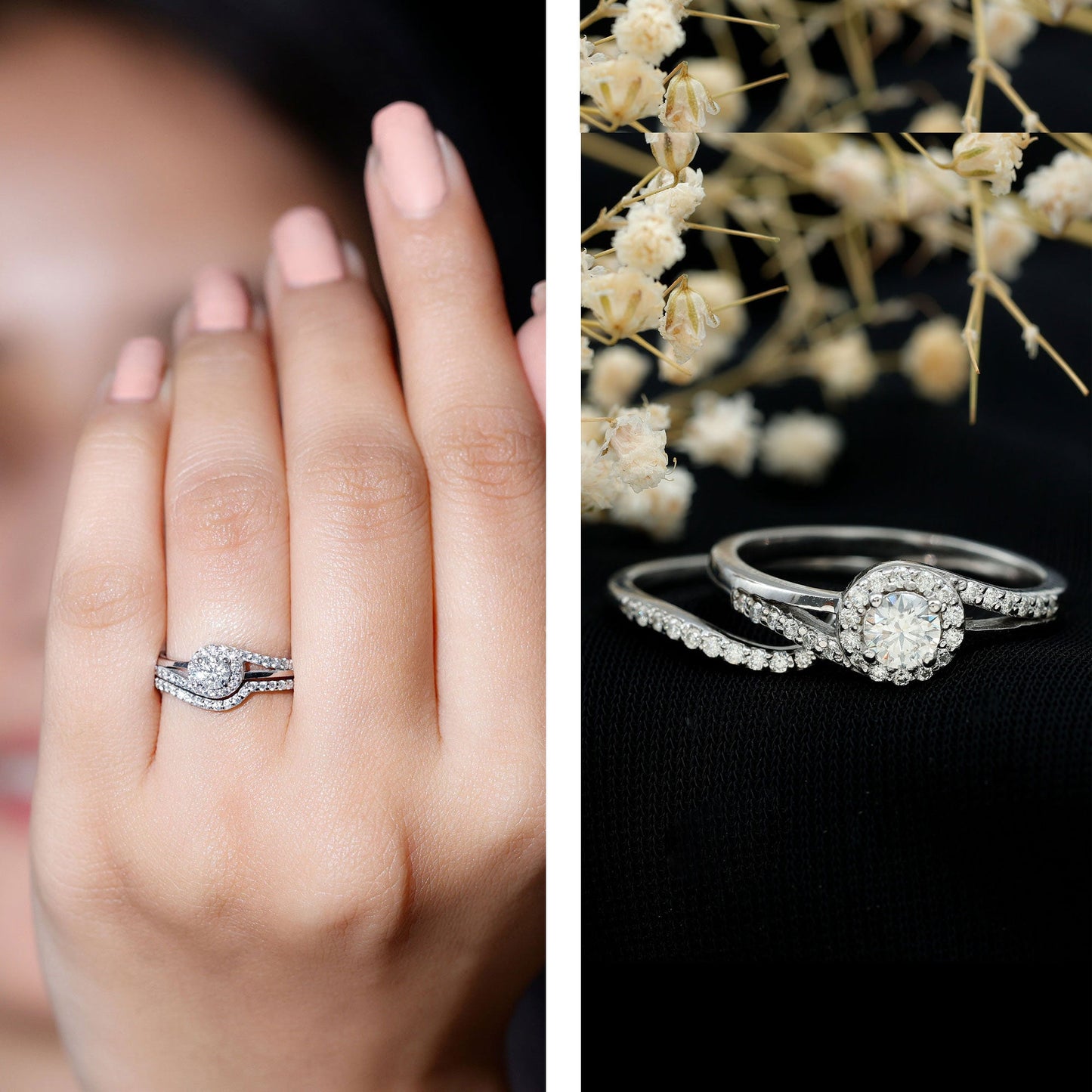 Certified Diamond Engagement Ring with Wedding Band