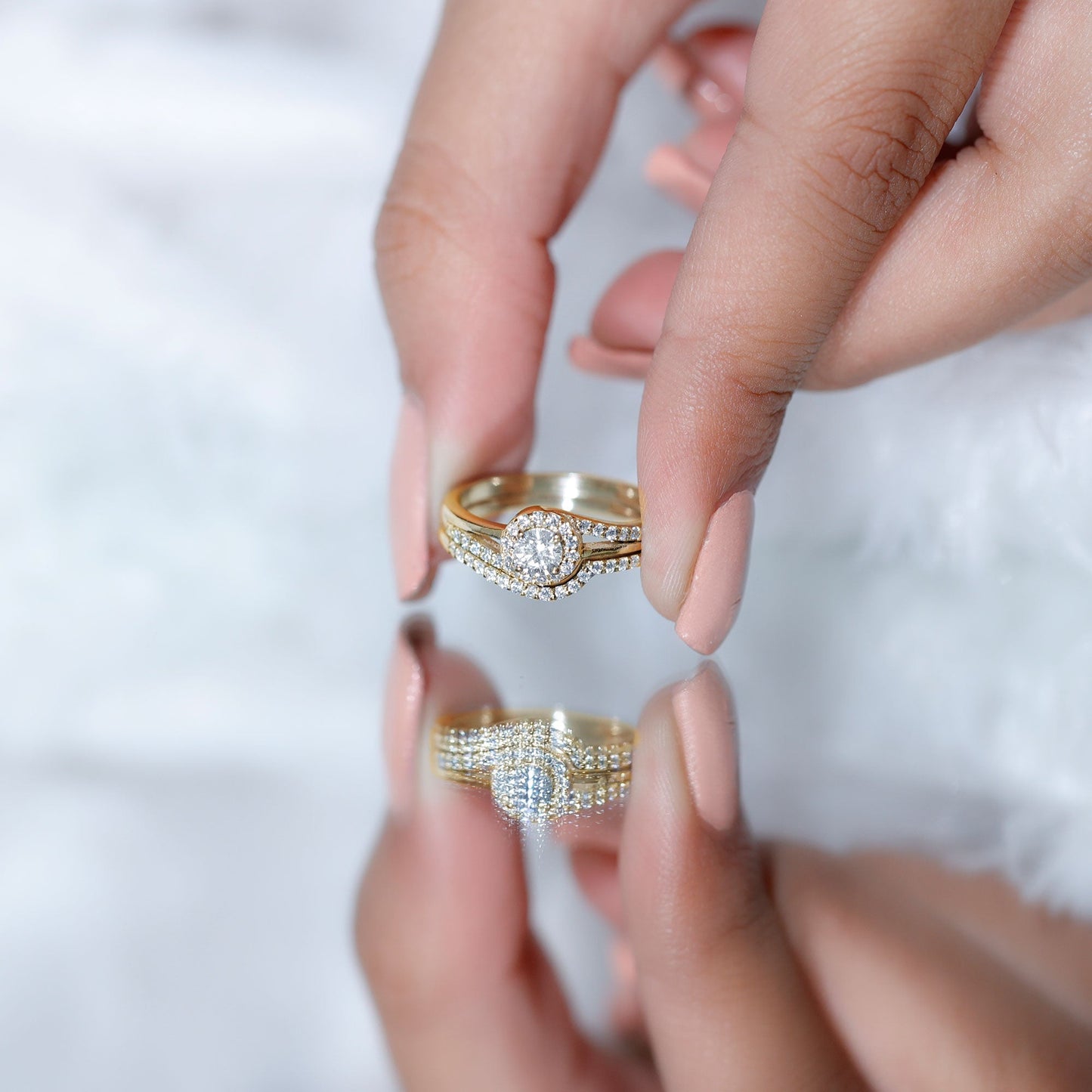 Certified Diamond Engagement Ring with Wedding Band