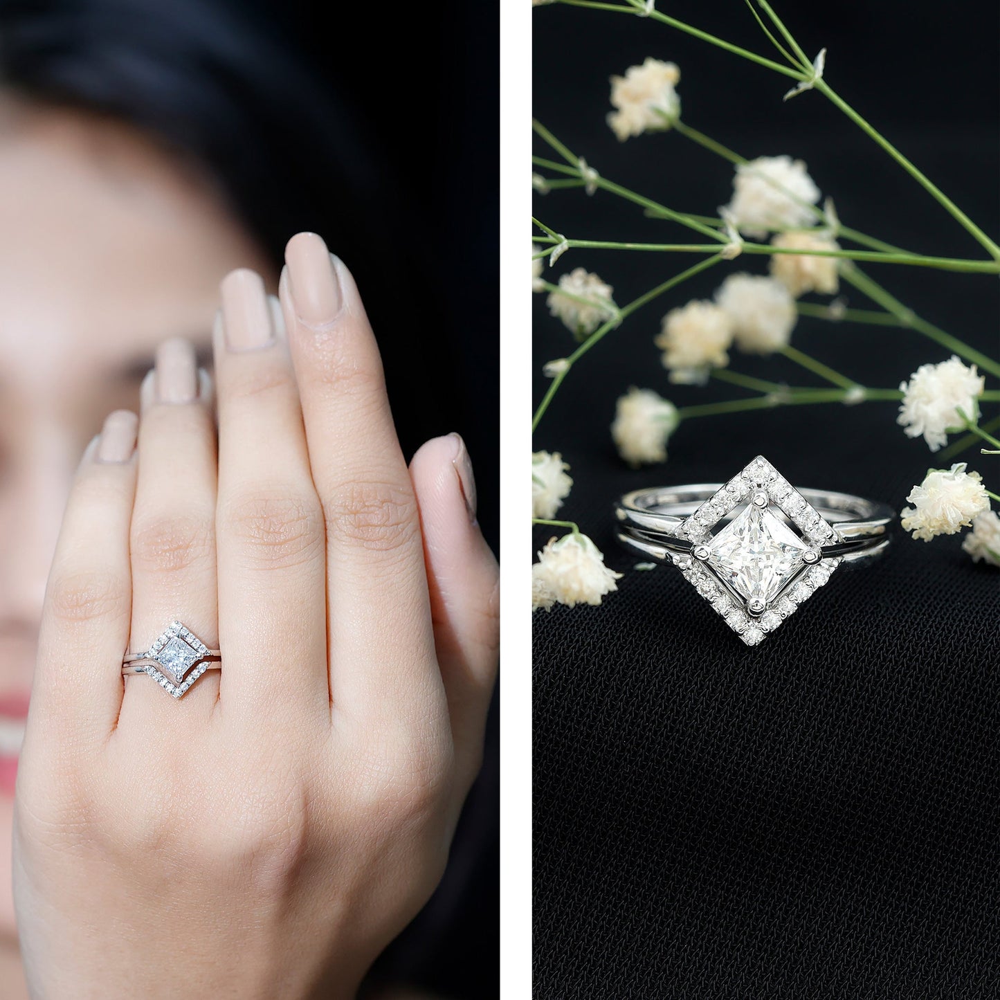 Princess Cut Lab Grown Diamond Bridal Ring Set