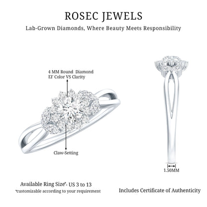 Halo Style Lab Grown Diamond Nature Engagement Ring