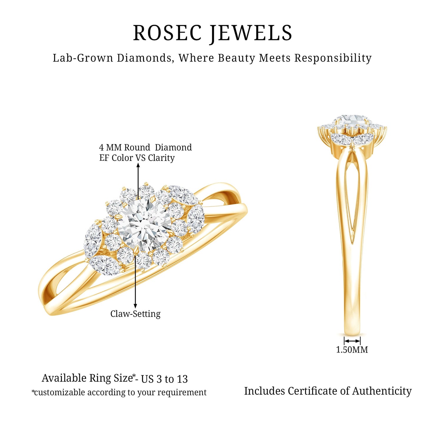 Halo Style Lab Grown Diamond Nature Engagement Ring