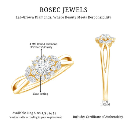 Halo Style Lab Grown Diamond Nature Engagement Ring