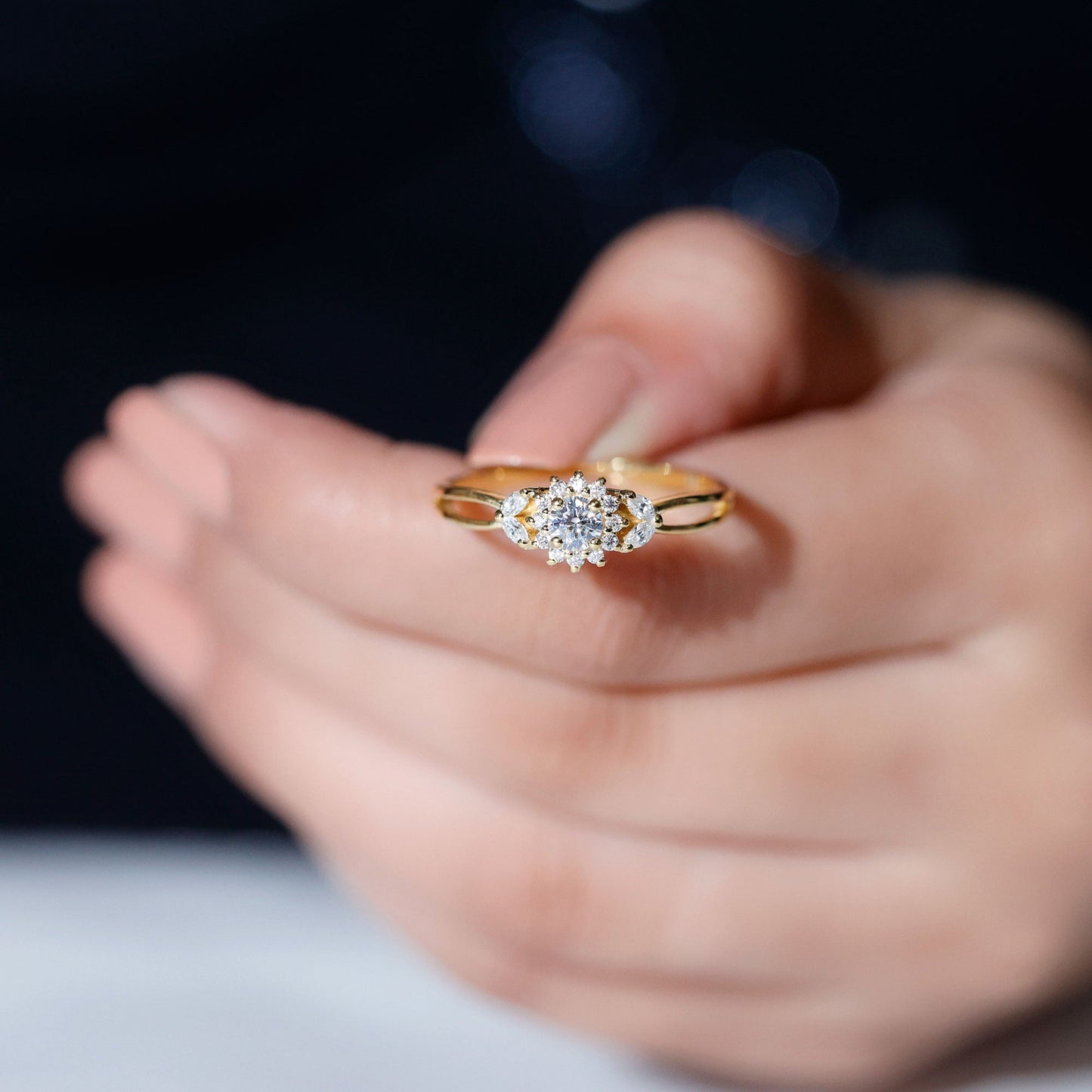 Halo Style Lab Grown Diamond Nature Engagement Ring