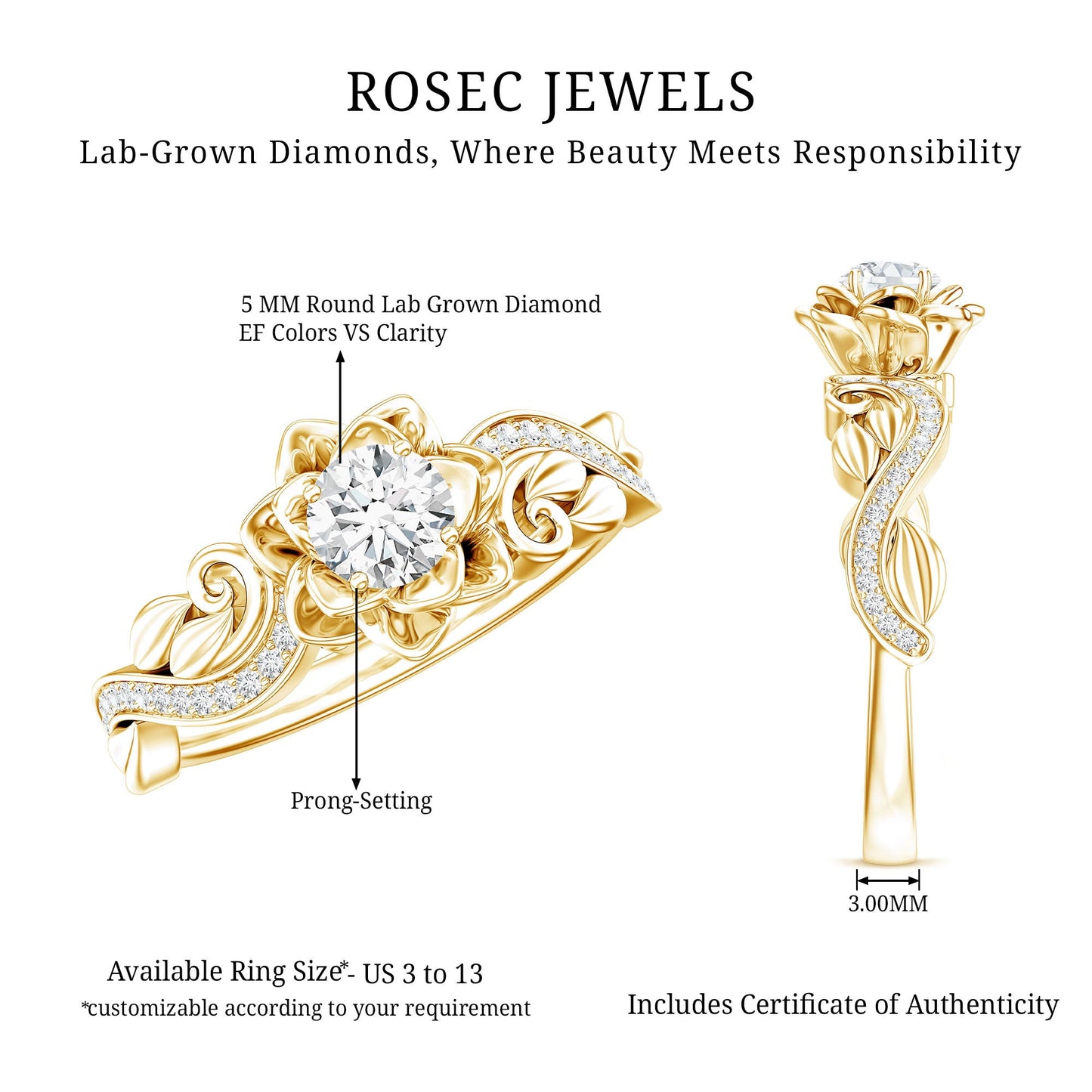Lab Grown Diamond Flower Engagement Ring for Her