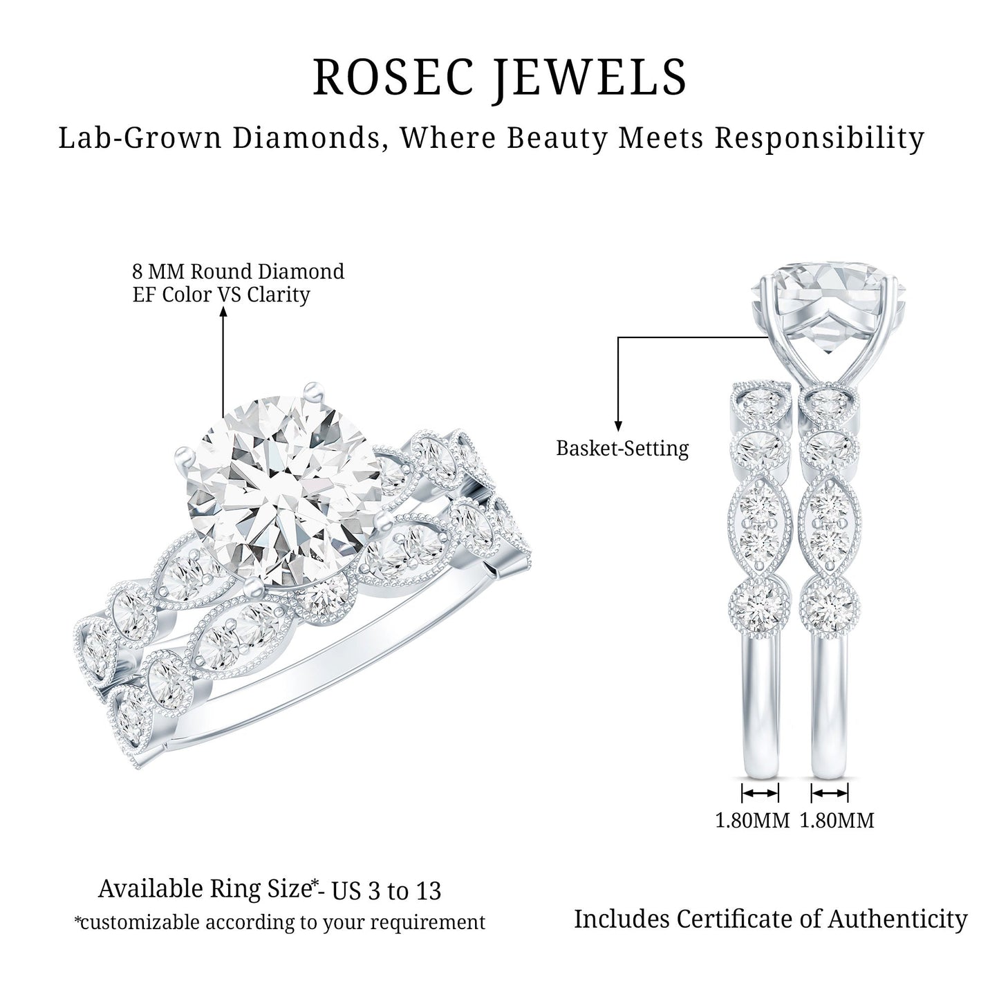 Diamond Designer Marriage Ring Set For Women