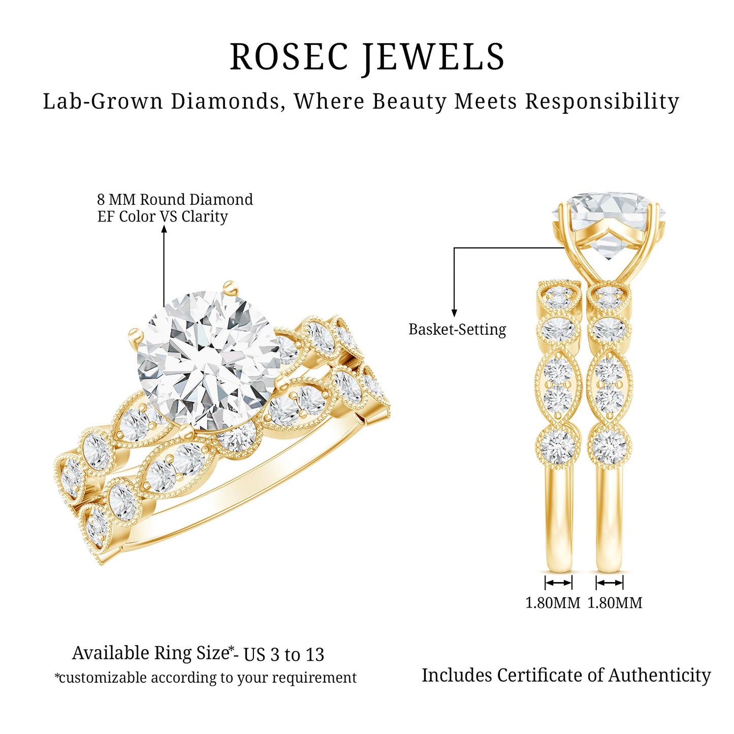 Diamond Designer Marriage Ring Set For Women