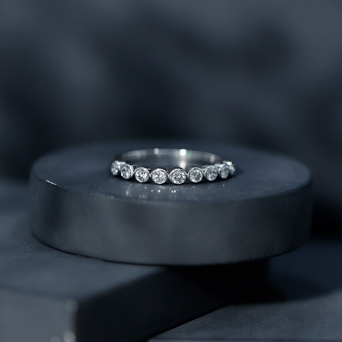 Bezel Set Lab Grown Diamond Half Eternity Ring