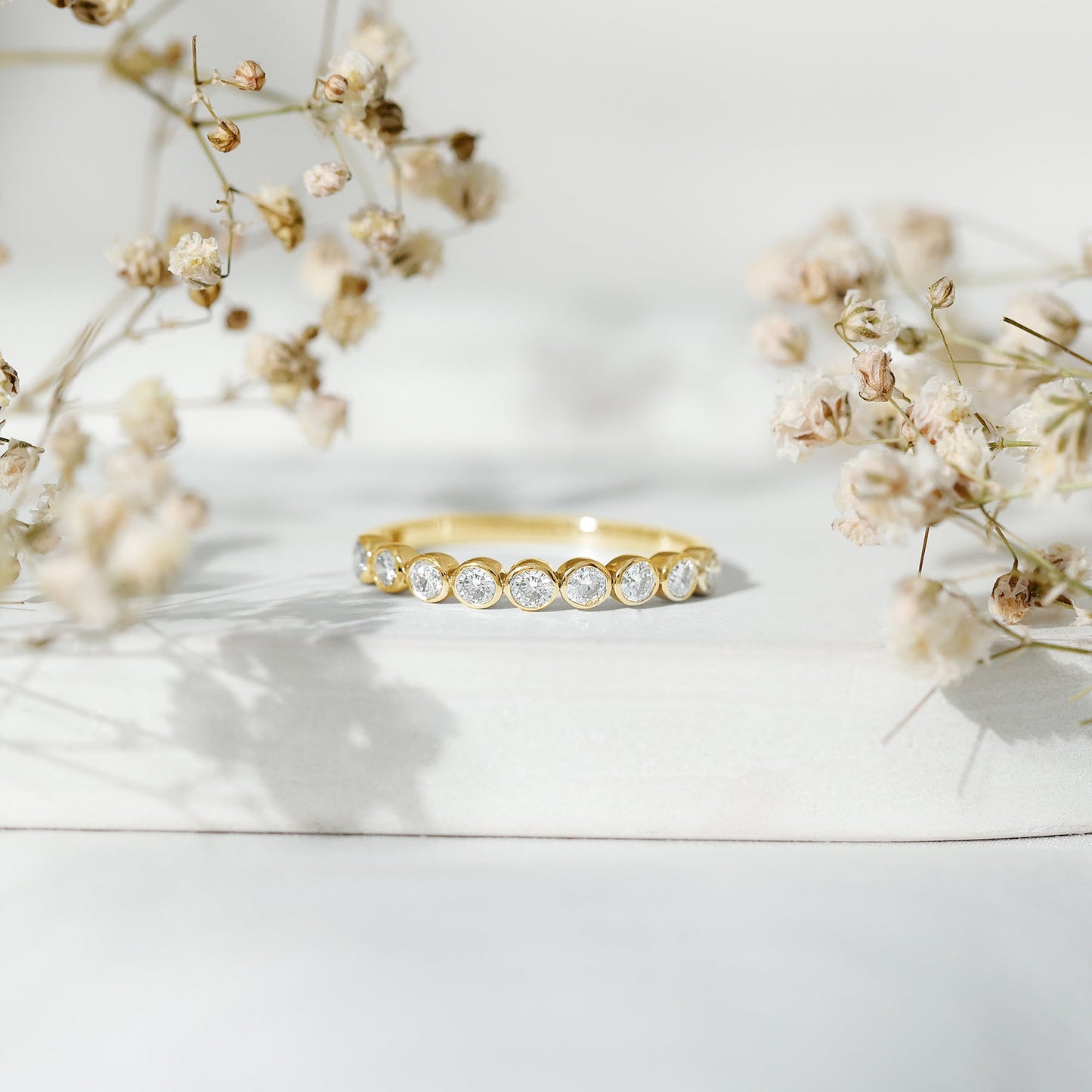Bezel Set Lab Grown Diamond Half Eternity Ring