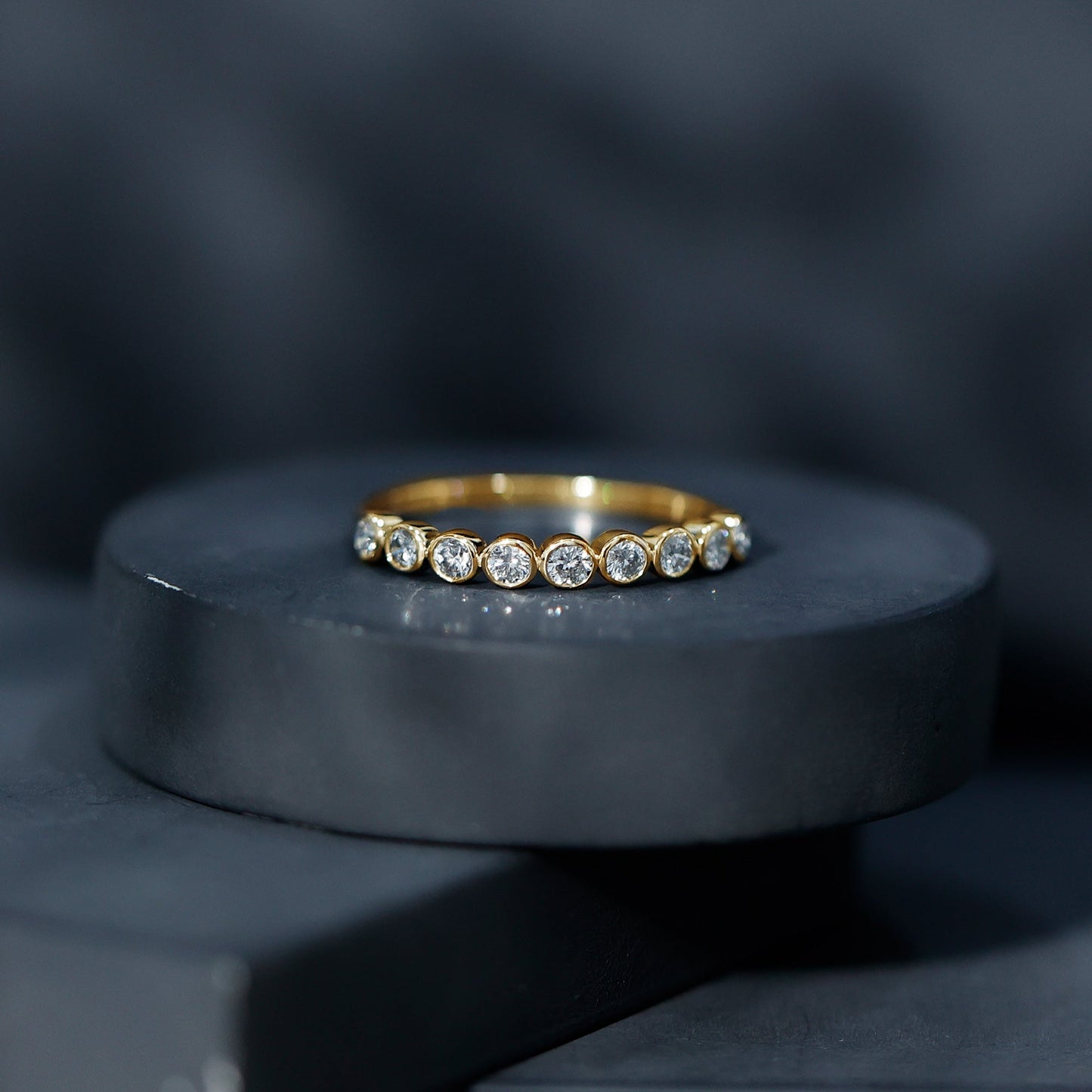 Bezel Set Lab Grown Diamond Half Eternity Ring