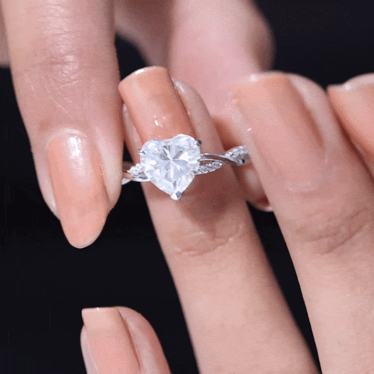 Brilliant Cut Lab Grown Diamond Heart Shape Engagement Ring