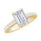 Diamond Emerald Cut Engagement Ring With Hidden Halo