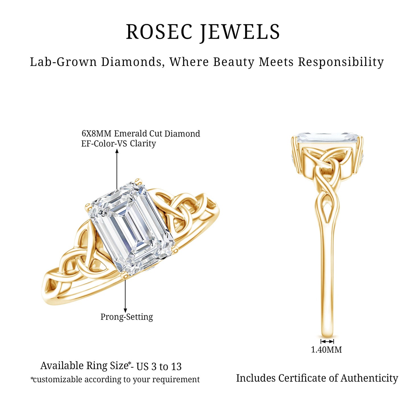 Celtic Design Inspired Lab Grown Diamond Engagement Ring